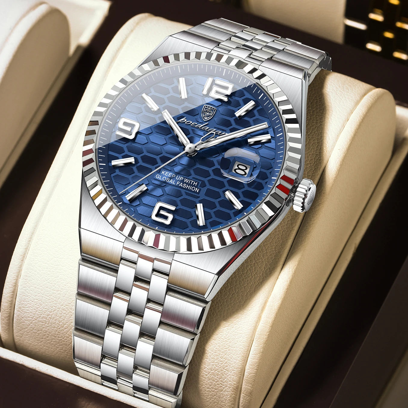 POEDAGAR Fashion Exquisite Men Wristwatches Waterproof Luminous Date Luxury Man Watch Stainless Steel Quartz Men's Watches Reloj