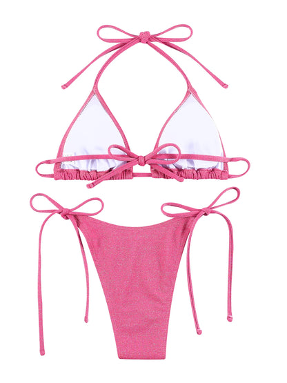 Miyouj Shiny Bikini Set Triangle Bikinis Bandage Swimsuit Women Two Piece Swimwear Summer Biquini New Beachwear