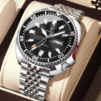 POEDAGAR Luxury Brand Men Clock Date Week Fashion Quartz Male Wristwatch Luminous Waterproof Stainless Steel Men's Watches Reloj