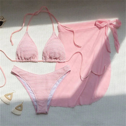 Sexy Pink Bikini Extrem String Backless Swimwear Mesh Skirt Women Push Up Swimsuit Black Y2K Thong Bikinis Beach Vacation Outfit