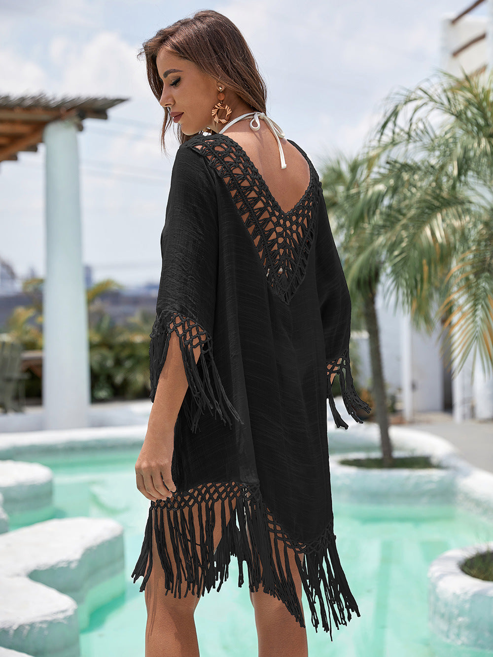 CROCHET BIKINI 2024 Women Beach Dress Cover-Ups Swimsuit Beachwear Bathing Suit Swim Cape For Woman Summer Tunic Saida Praia
