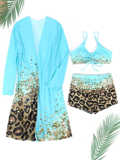3 Pieces High Waist Bikini 2026 Printed Swimsuit Women & Kimono Swimwear Female Sexy Bather Bathing Swimming Swim Suit Beachwear