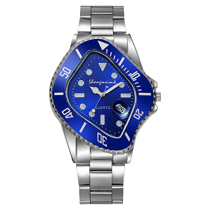 New Distorted Shape Calendar Waterproof Quartz Watch for Men Women Stainless Steel Fashion Dress Watches Sports Wristwatch Clock