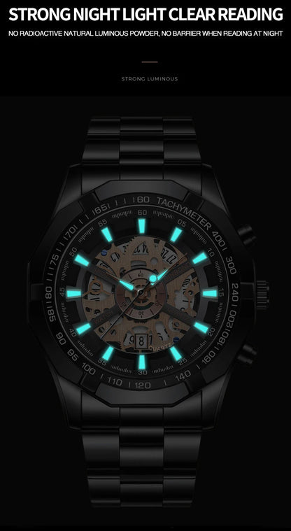 BINBOND S033 Luxury Hollow Non-Mechanical Business Quartz Men Watches 30M Waterproof Trendy Hollow Design Classics Men Watches