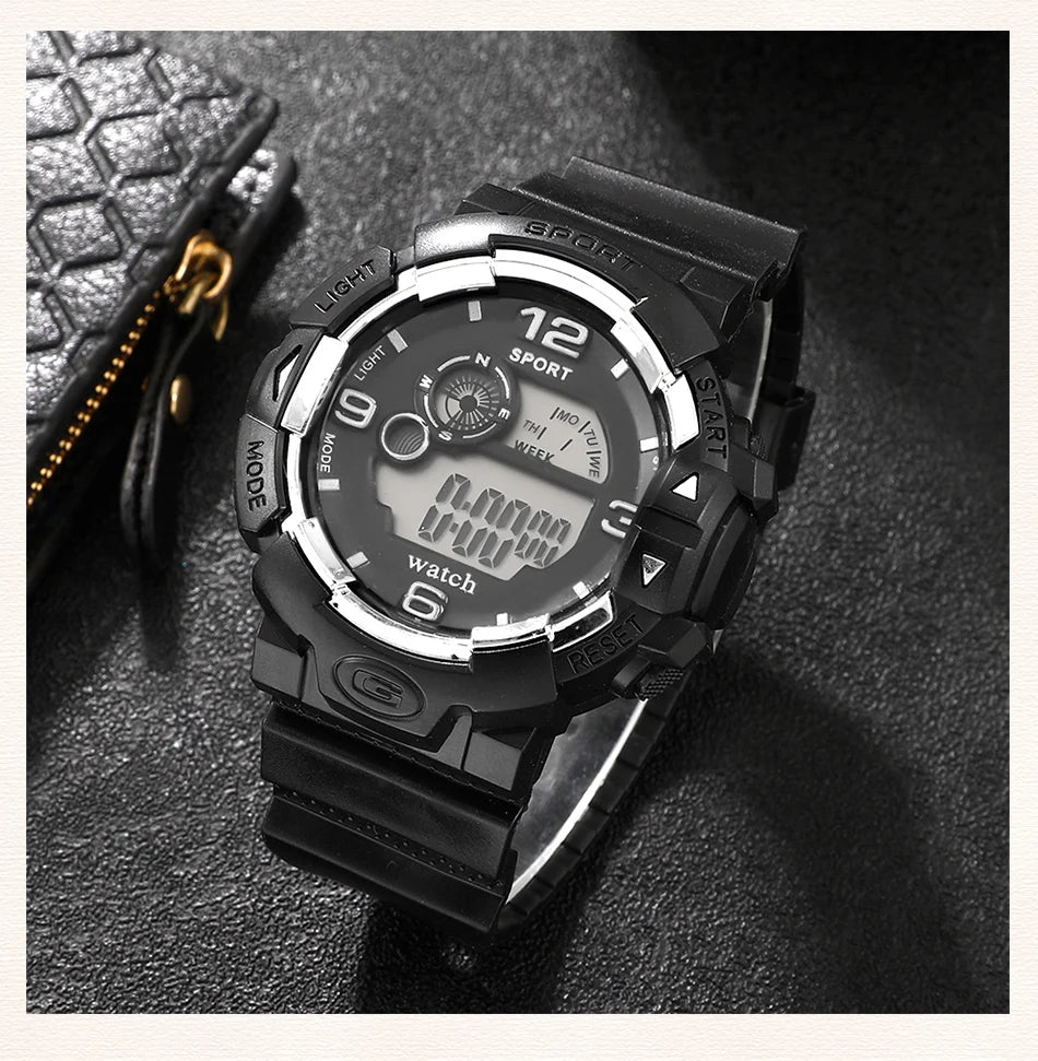 Cool Luminous Men Sport Watch High End Silicone Strap Military Wrist Watch Led Calendar Waterproof Digital Watches