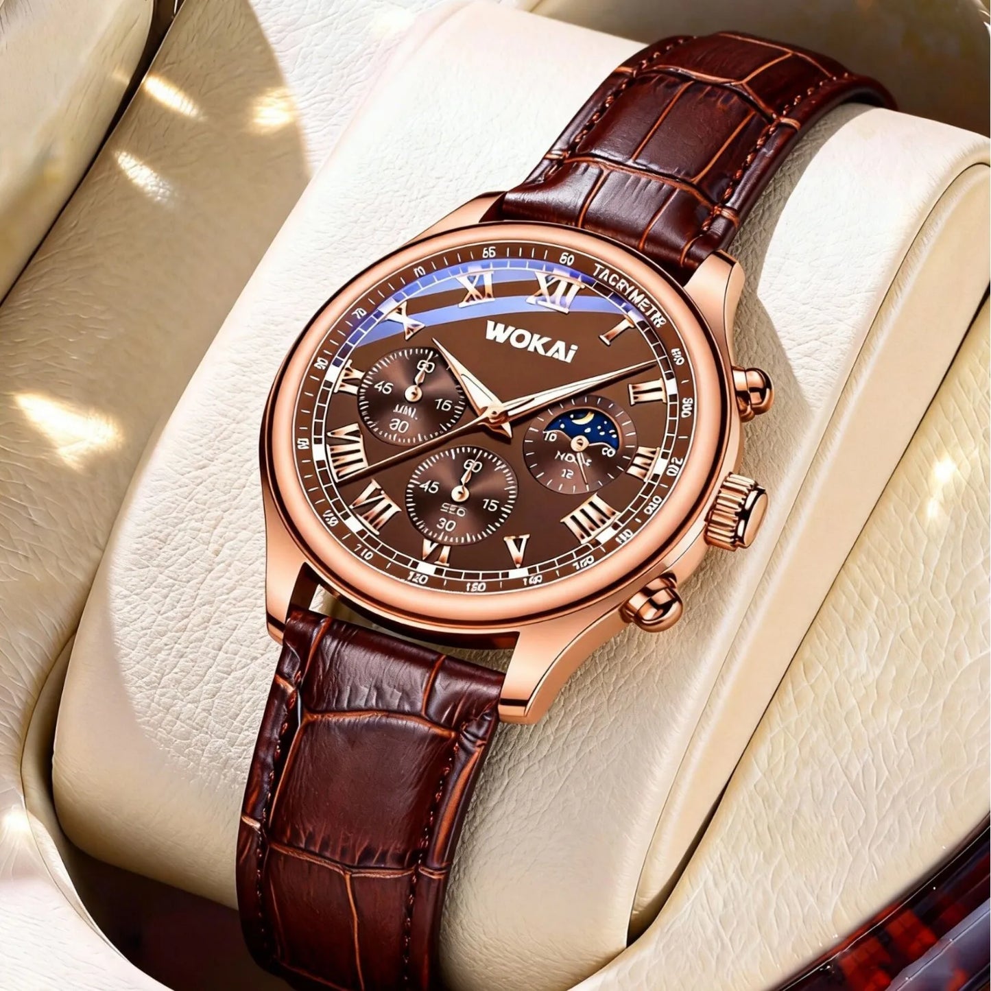 Luxury Men Business Watches Fashion Leather Strap Round Dial Male's Analog Quartz Wristwatch Reloj Hombre（Without Box）