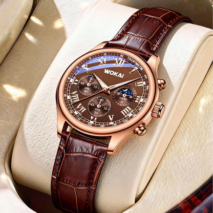Luxury Men Business Watches Fashion Leather Strap Round Dial Male's Analog Quartz Wristwatch Reloj Hombre（Without Box）