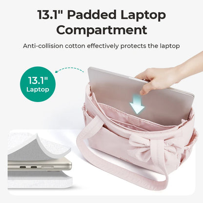 BAGSMART Versatile Travel Tote Bag Women Commuting Bag Multiple Pockets Messenger Handbag College School Shoulder Bag
