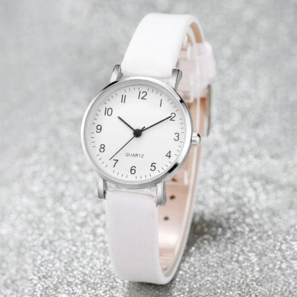5/6PCS Fashion Women's Quartz Watch Leather Band Analog Quartz Watches with Diamond Jewelry (Without Box)