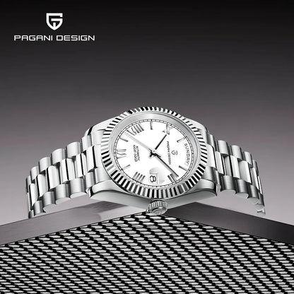 PAGANI DESIGN Watches Pure White Dial Mechanical Watch For Men 2025 New Luxury Sapphire Crystal Automatic Stainless Steel Clock