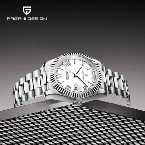 PAGANI DESIGN Watches Pure White Dial Mechanical Watch For Men 2025 New Luxury Sapphire Crystal Automatic Stainless Steel Clock