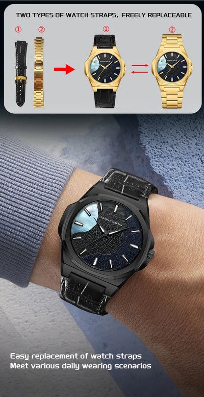 Men Watches 40mm Stainless Steel Business Timepiece for Men Clock Japanese Quartz Movement Watch With Tool Included Reloj Hombre