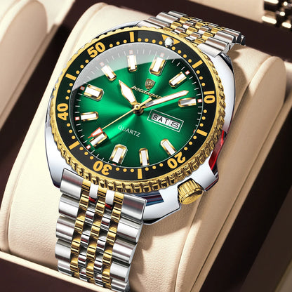 POEDAGAR Luxury Brand Men Clock Date Week Fashion Quartz Male Wristwatch Luminous Waterproof Stainless Steel Men's Watches Reloj