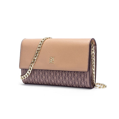 CHCH Women's Shoulder Bag New Magnetic Flip Chain Bag Brown Small Square Bag Wallet