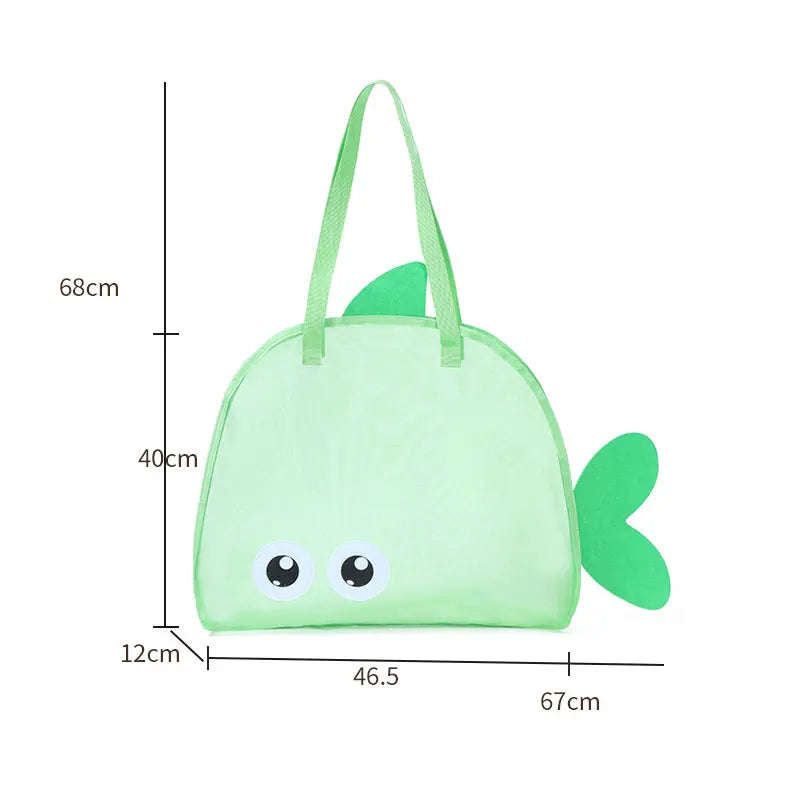 Cute Large Capacity Storage Bag Portable Foldable Mesh  Sand Digging Toy Organizer Pouch for Beach Travel Outdoor Sports