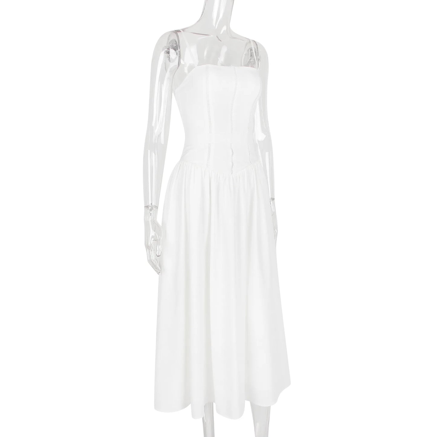 Ashgaily White Dress Women Halter Cotton Long Dress Lace Elegant Party Outfits Ladies Sexy Club Clothes