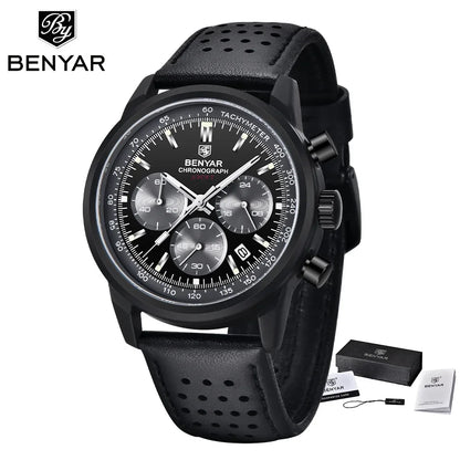 BENYAR 5188 New Quartz Watches for Men Top Brand 42MM Military Watch Luxury Chronograph 30M Waterproof Male Clock Reloj Hombre