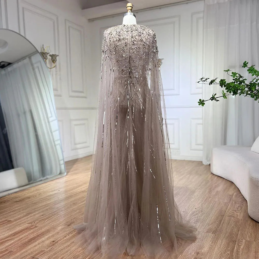 Serene Hill 2025 Turquoise Mermaid Evening Dresses Gowns With Beaded  Cape For Women's Wedding Party LA72168A Customized