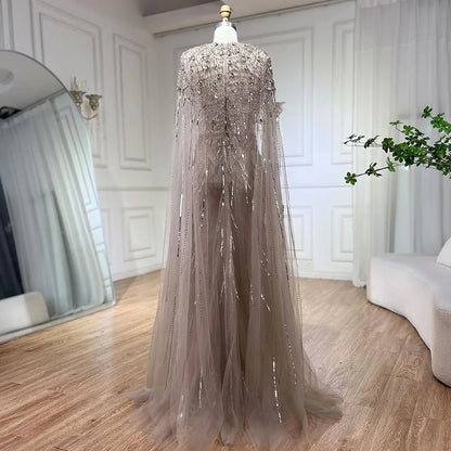 Serene Hill 2025 Turquoise Mermaid Evening Dresses Gowns With Beaded  Cape For Women's Wedding Party LA72168A Customized