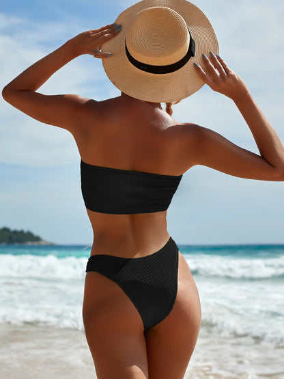Fashion Bikini Textured Swimwear Women 2026 High Cut Swimsuit Women Bathing Suits Solid Brazilian Bikinis Set