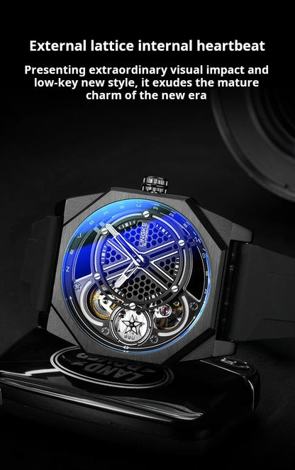 Pentagram Rotation Designer Luxury Luminous Automatic Movement Mechanical Clock High Quality Waterproof Silicone Men's Watches