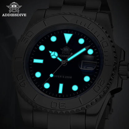 ADDIESDIVE New Luxury Men's Watch Stainless Steel BGW9 Super Luminous Quartz Men's Watch Diver 200m Men Analog Watches MY-H3C