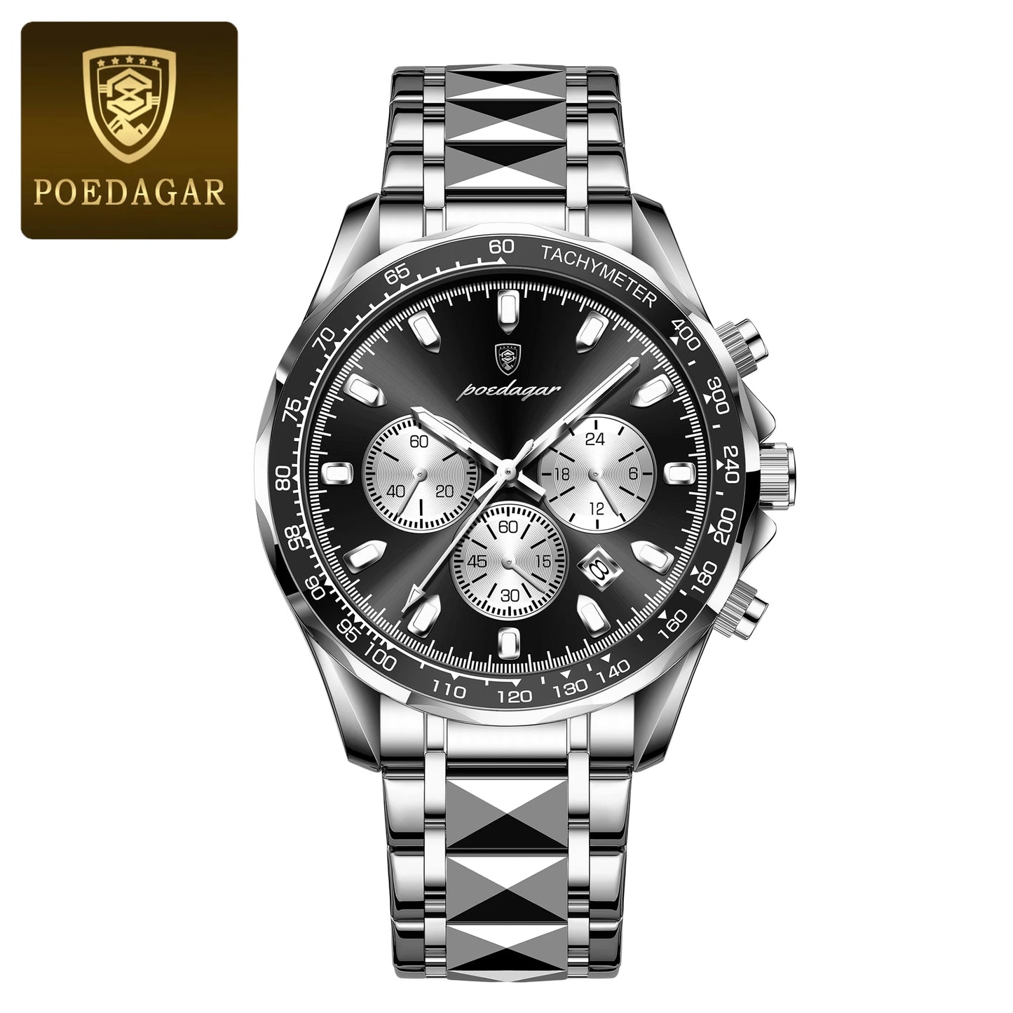 POEDAGAR Top Luxury Men Watch Chronograph Waterproof Luminous Date Man Watch Stainless Steel Sports Fashion Quartz Men's Watches