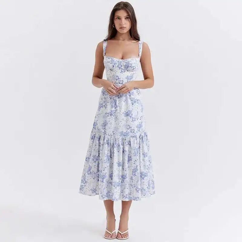 Townlike Print Bodycon A-line Dress Women Spaghetti Strap 2023 Summer Dress Midi Long Strapless Nightclub Sexy Party Dresses
