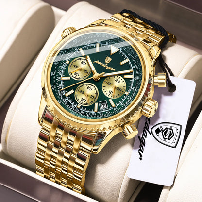 POEDAGAR Luxury Watches For Man Date Chronograph Stainless Steel Sport Men Watch Waterproof Luminous Quartz Military Men's Watch