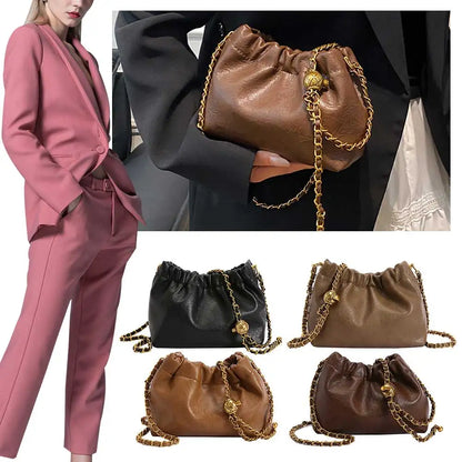 Women Crossbody Tote Bag PU Leather Pleatd Hobo Bag Versatile Messenger Bag Satchel Sling Bag Girl Stylish Purse