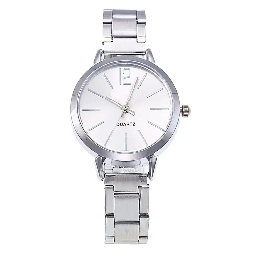 2pcs Set Watch Luxury Women Simple Dial Hollow Strap Fashion Gold Bracelet Quartz Wristwatch Student Ladies Watches Reloj Mujer
