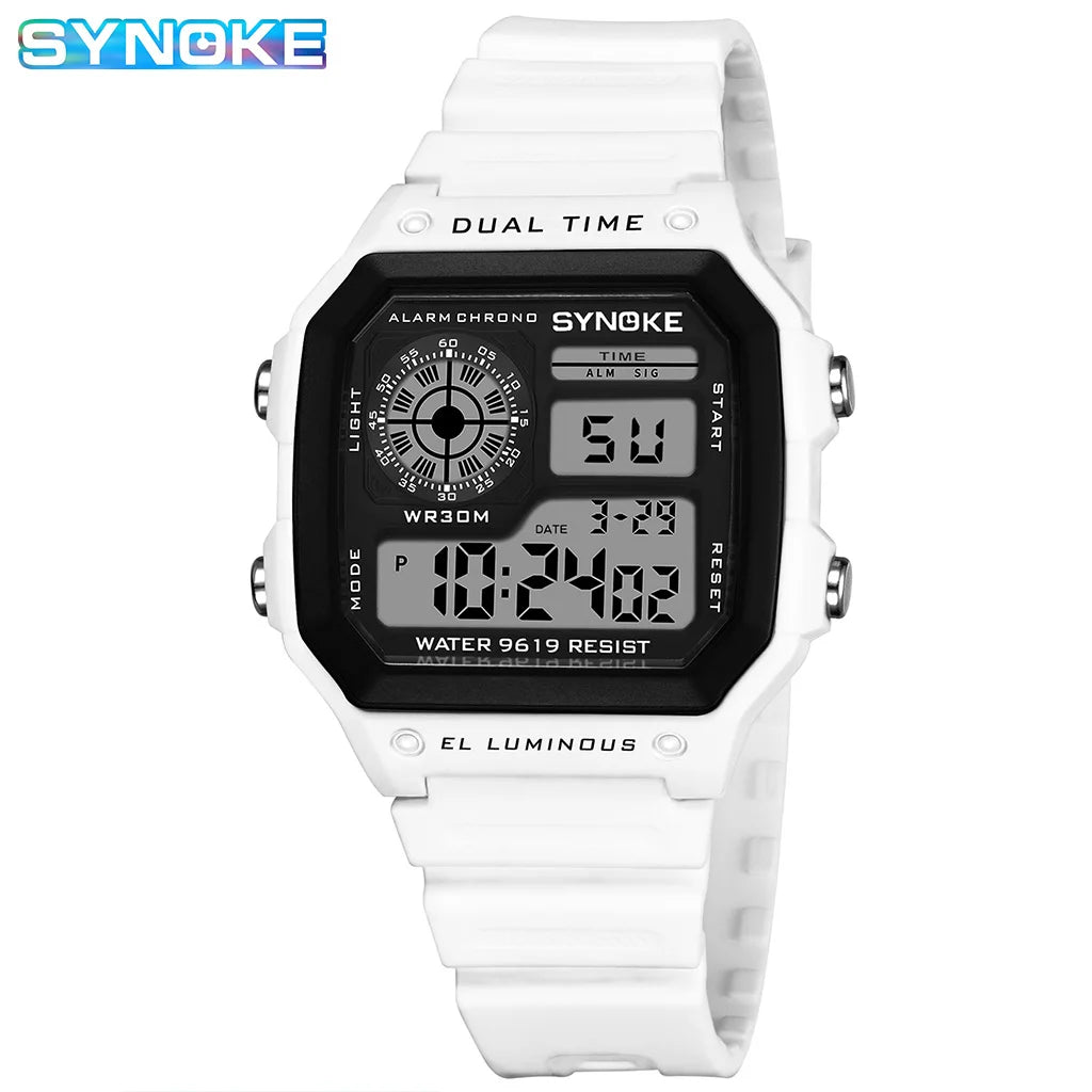 SYNOKE Digital Watches Men Sports Luminous Multifunction Waterproof Chrono Wristwatch Outdoor and Running Student Seven Light