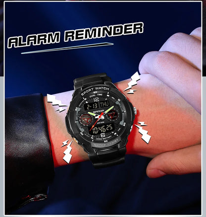 SANDA 6197 Top Class Men's Korean Student Electronic Watch Sports Multi functional Alarm Clock Waterproof Men's Watches 2024