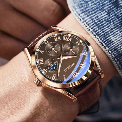 Business Quartz Watch Fashion PU Leather Strap Daily Quarts Watches Suitable for Daily Dating Gift Wristwatch
