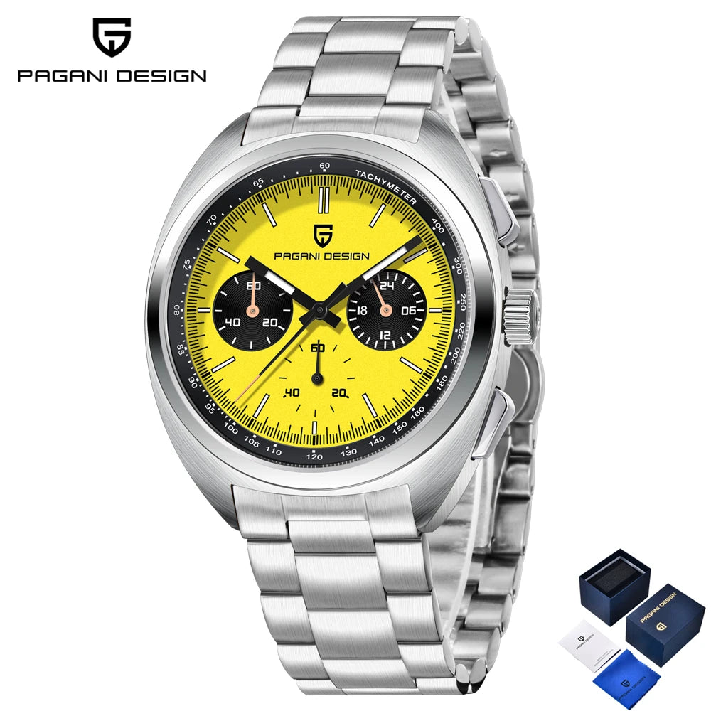 PAGANI DESIGN Panda Mens Watches Quartz Luxury Watch For Men Chronograph VK63 Wristwatches AR Sapphire Waterproof Luminous Clock