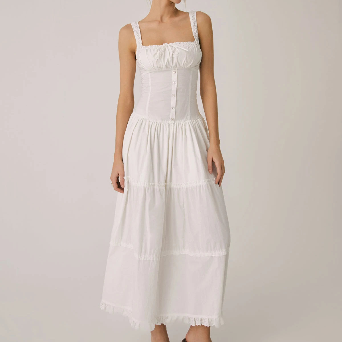 Ashgaily White Dress Women Halter Cotton Long Dress Lace Elegant Party Outfits Ladies Sexy Club Clothes