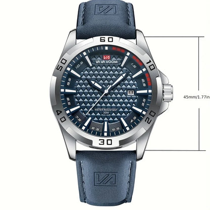 VAVA Brand Men Fashion Quartz Watches Male Leather Strap Sport Waterproof Wristwatches CalendarClock Relogio Masculino