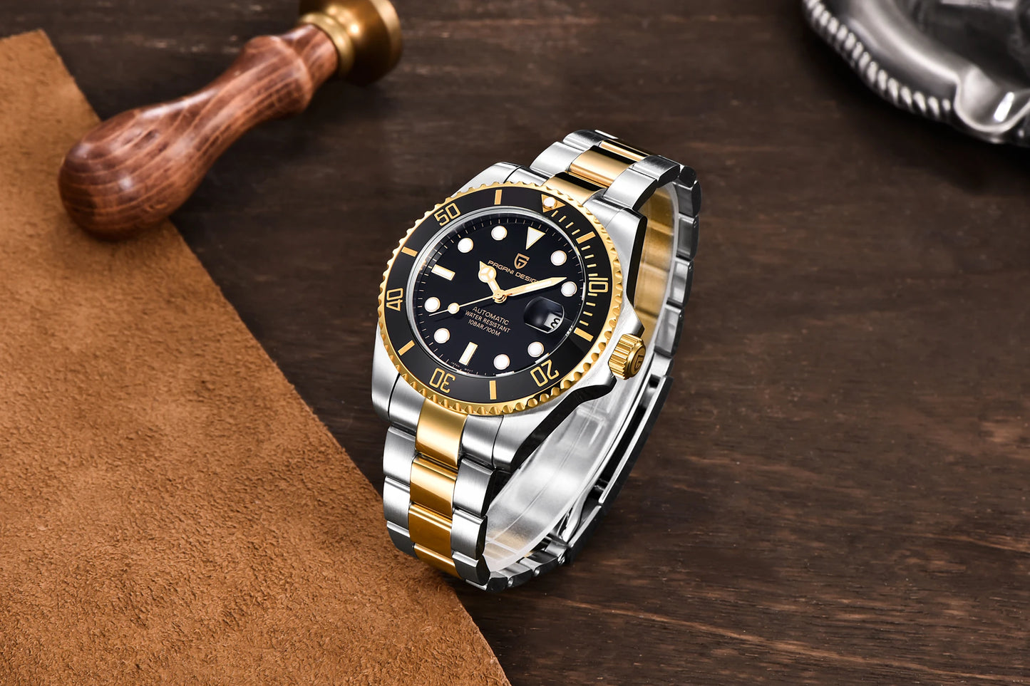 PAGANI DESIGN Watches Luxury Golden Mechanical Watch For Men New Sapphire Crystal Stainless Steel Luxury Waterproof  Men's Watch