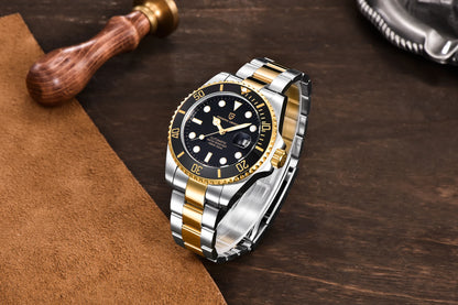 PAGANI DESIGN Watches Luxury Golden Mechanical Watch For Men New Sapphire Crystal Stainless Steel Luxury Waterproof  Men's Watch