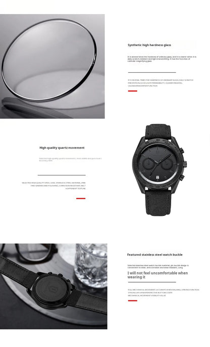 QINGXIYA Fashion Chronograph Quartz Watch for Men Sports Leather Strap Waterproof Date Luxury Mens Watches Relogio Masculino