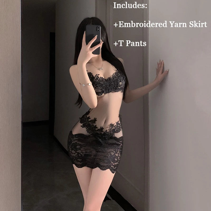 Sexy Lace Backless Slip Black Mini Summer Dress Women See Through Mesh Beach Club Party Vacation Evening Short Dresses Pajamas
