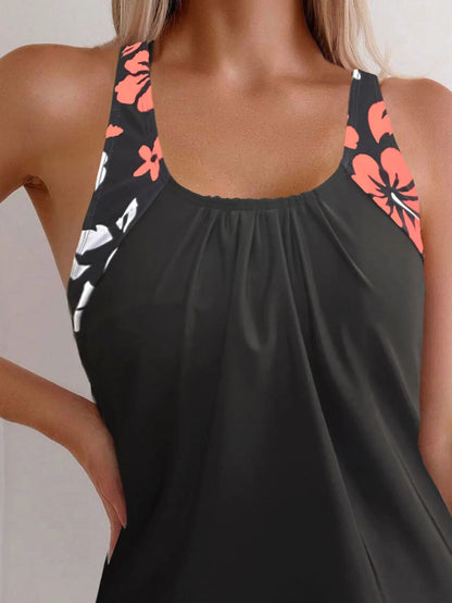 2025 New Women's Conservative Quick Dry Print Bikini Bottoms High Waist Floral Polyester Swimsuit Triangle Panty Cross Border