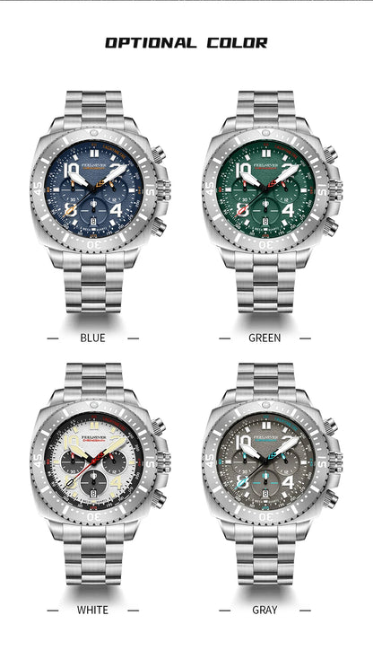 FEELNEVER New Diver Quartz Watch for Men 316L Stainless Steel Sapphire Big Dial Watch Men Outdoor 1000M Waterproof Men's Watches