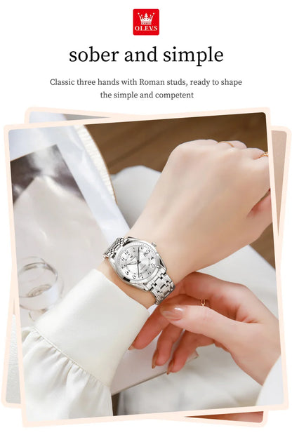 OLEVS 3666 Woman Watches Original Quartz Watch Waterproof Luminous Watches For Woman Gift Chronograph Date Reloj Mujer