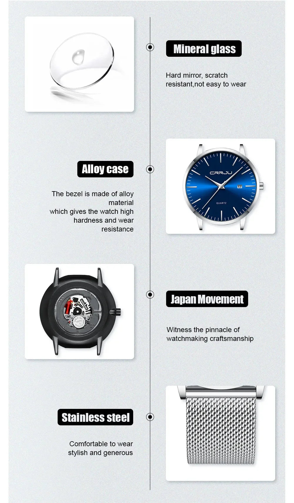 Watch for Men, Stainless Steel 40mm with Mesh Strap Mens Watches,Classic Ultra Slim 7mm Men's Wrist Watches Automatic Minimalist