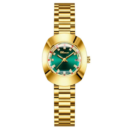 CHENXI Couple's Matching Quartz Watches Gold-Tone High-Fashion Diamond-Studded Waterproof Steel Bracelet Timepieces