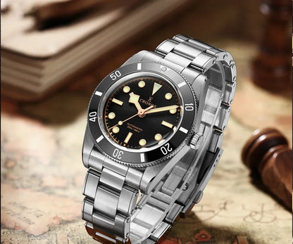 2025 Cronos Luxury Men's Watches 37mm Diver BB54 Vintage Automatic Matt/ Aluminum Bezel Female End Links Sapphire 20 Bar L6033