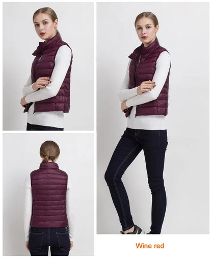 Women Vests 2023 New Autumn Winter Ultra Light Duck Down Vest Female Slim Sleeveless Jacket Windproof Warm Puffer Waistcoat