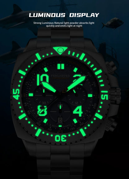 FEELNEVER New Diver Quartz Watch for Men 316L Stainless Steel Sapphire Big Dial Watch Men Outdoor 1000M Waterproof Men's Watches