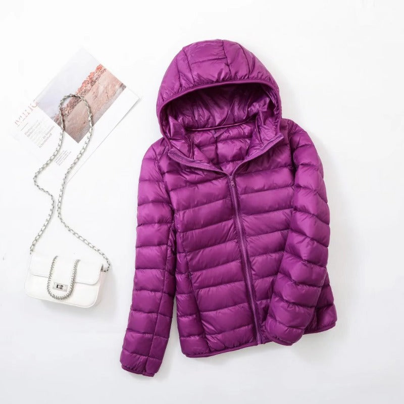 Plus Size Thin Light Down Jacket Women 2023 Autumn Winter Slim Short Hooded Warm White Duck Down Coat Women Outerwear Streetwear